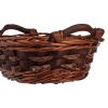Sötétbarna Ovális Bambusz Dekorkosár Fa Fogantyúkkal 32x21x14cm