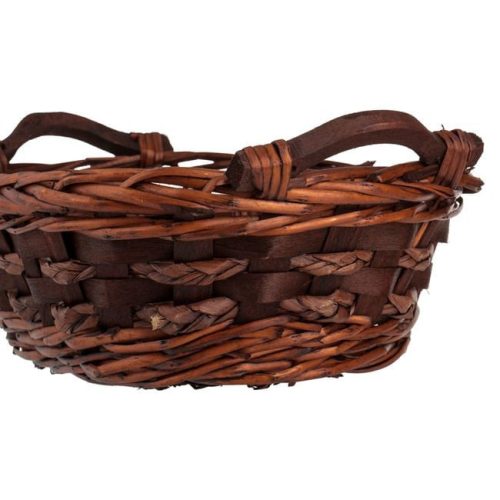 Sötétbarna Ovális Bambusz Dekorkosár Fa Fogantyúkkal 32x21x14cm