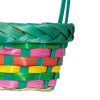Húsvéti Bambusz Kosár Színes Csíkokkal és Zöld Füllel Ø19x30cm