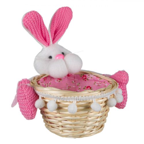 Húsvéti dekoratív kosár - Rózsaszin kisnyuszi