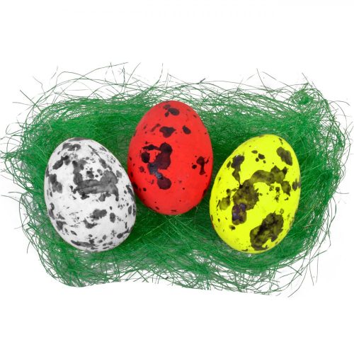Húsvéti dekoratív tojás - Színes dekor tojások fűvel 12 db