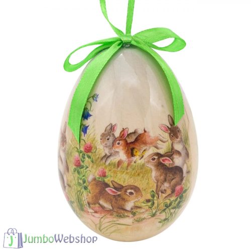 Húsvéti dekoratív tojás - nyuszicsalád 10.5 cm