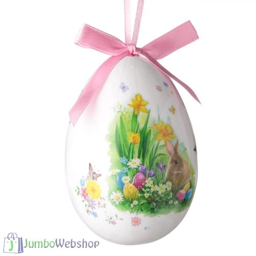 Húsvéti dekoratív tojás - nyuszi virágokkal 10 cm