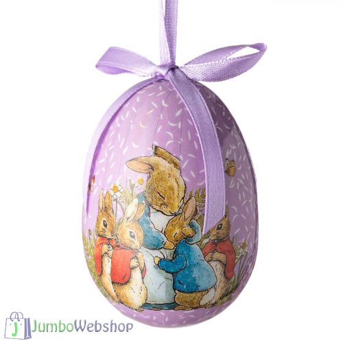 Húsvéti dekoratív tojás - nyuszicsalád 7.5 cm lila