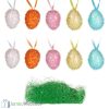 Húsvéti dekoratív tojás - 10 db csillogó tojás fűvel
