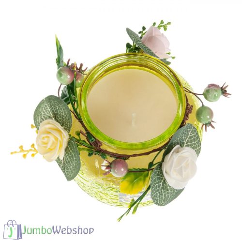 Gyertya dekoráció üvegtartóban