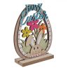 Húsvéti Fa Dekoráció - Tojás Nyuszifejjel és Virágokkal "Happy Easter" 12x4x15,8cm