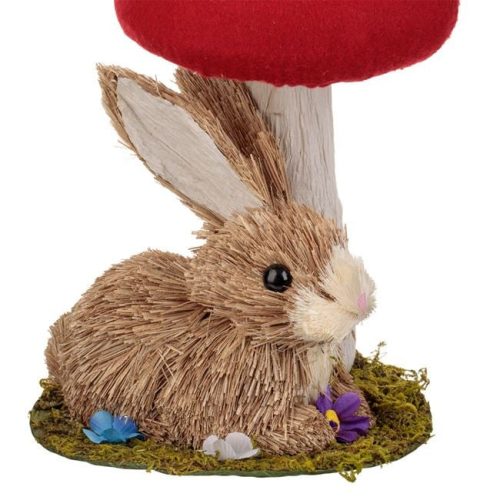 Húsvéti dekoráció - Nyuszi gombával és virágokkal Ø17,5x22cm