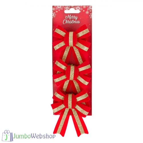 Piros masni arany csikkal 14 cm - 3db