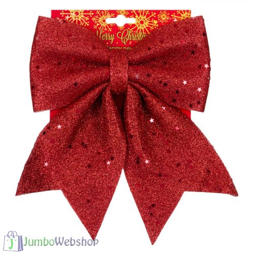 Nagy piros csillogó masni csillagokkal 28cm