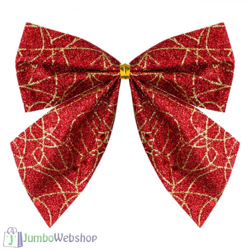 Piros-arany csillogó masni 3db 13cm