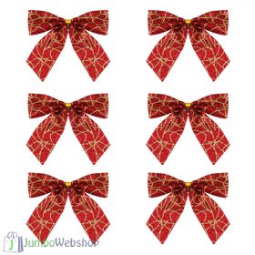 Kicsi piros-arany csillogó masni 6db 9cm