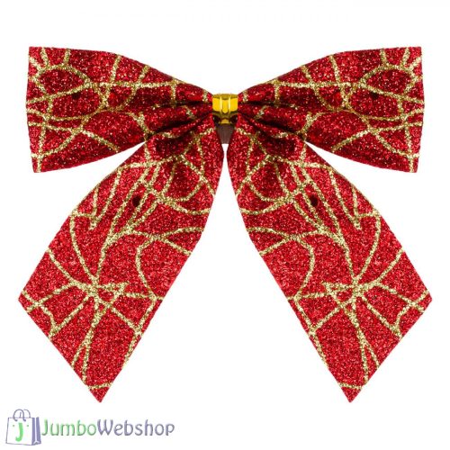 Kicsi piros-arany csillogó masni 6db 9cm