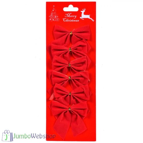 Vörös bársony karácsonyi masni 6db 7.5 cm
