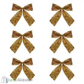 Arany glitteres mintás masni 6db - 11cm