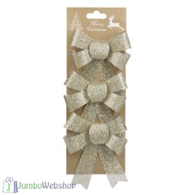 Aramy csillogó karácsonyi masni 3db - 13 cm