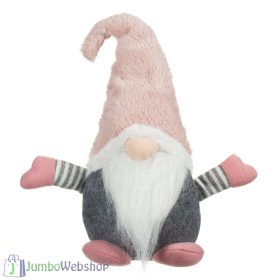 Karácsonyi szürke, rózsaszín manó-36cm