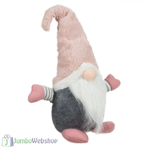 Karácsonyi szürke, rózsaszín manó-36cm