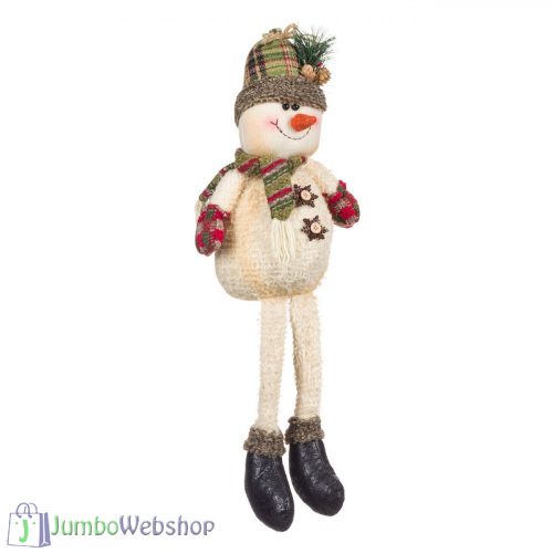 Plüss - ülő hóember dekoráció - 32cm