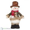 Plüss - álló hóember dekoráció kockás kabátban - 41cm