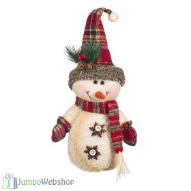 Plüss - álló hóember dekoráció - 35cm