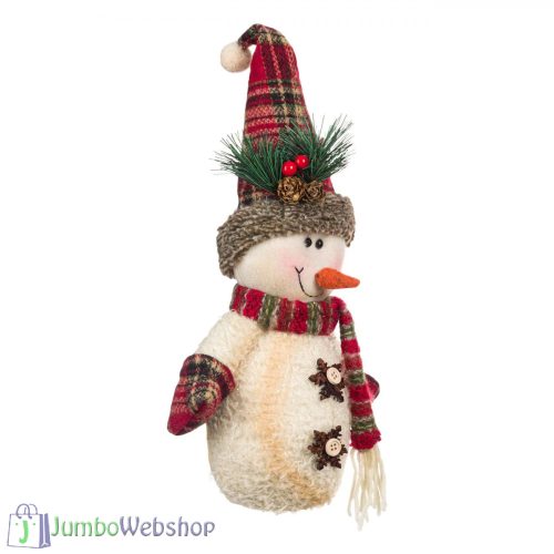 Plüss - álló hóember dekoráció - 35cm