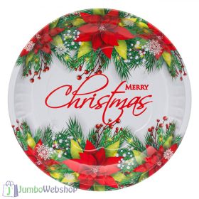 Karácsonyi mintás fémtálca - merry christmas