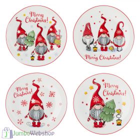   Karácsonyi, díszdobozos porcelántányér készlet -4db-20cm - Manók