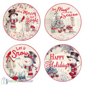   Karácsonyi, díszdobozos porcelántányér készlet -4db-20cm - Hóember