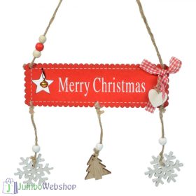   Karácsonyi függő dekoráció fából - Merry Christmas - 17x30cm