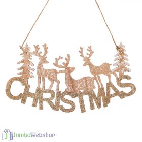   Karácsonyi függő dekoráció fából - christmas - rénszarvasokkal - 422cm