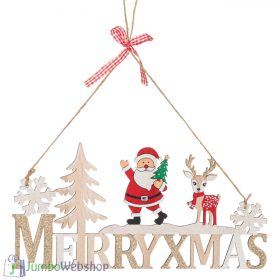 Karácsonyi függő dekoráció fából - MerryXMAS - 30cm