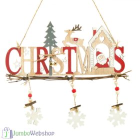   Karácsonyi függő dekoráció fából - christmas - mikulás, fenyőfa, rénszarvas - 24cm
