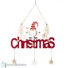 Karácsonyi függő dekoráció fából - manóval - christmas felirattal - 30cm