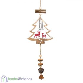   Karácsonyi függő dekoráció - fenőfa rénszarvascsaláddal - 34cm