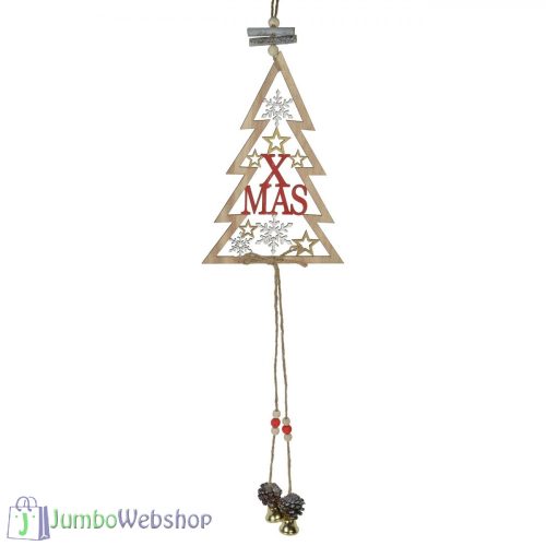 Karácsonyi függő dekoráció fából - karácsonyfa - xmas - 67cm