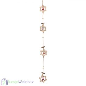 Karácsonyi függő dekoráció - hópihe figurákkal -61 cm