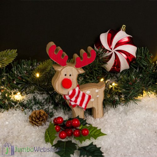 Rénszarvas csíkos sállal 18 cm