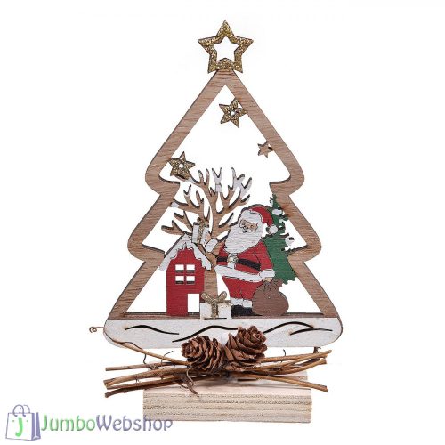 Fa dekoráció karácsonyfa mikulással 16cm