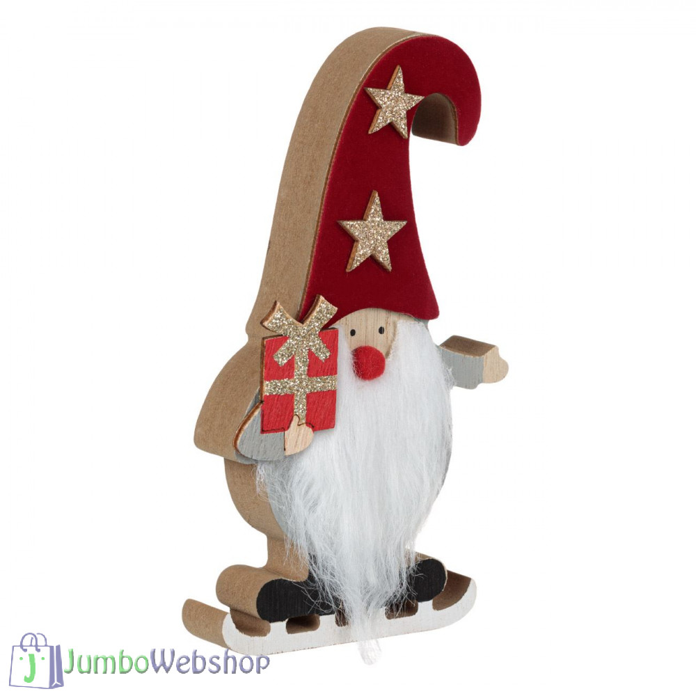 Manó mikulás fából piros sapkában 17 cm - JumboWebshop - jat