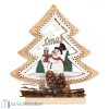 Karácsonyfa tobozokkal és hóemberrel díszítve - 14 cm