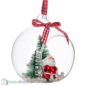   Üveg karácsonyfadísz - gömb nyílással, Mikulással 8 cm