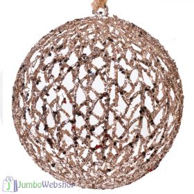 Díszes arany csillogó karácsonfadísz - gömb, 15 cm