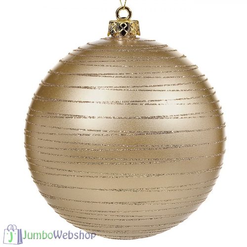 Arany matt karácsonyfa csillogó csíkokkal - 15 cm