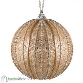 Arany színű csillogó, mintás karácsonyfadísz 10 cm