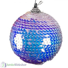 Flitteres fehér karácsonyfadísz - gömb 10 cm