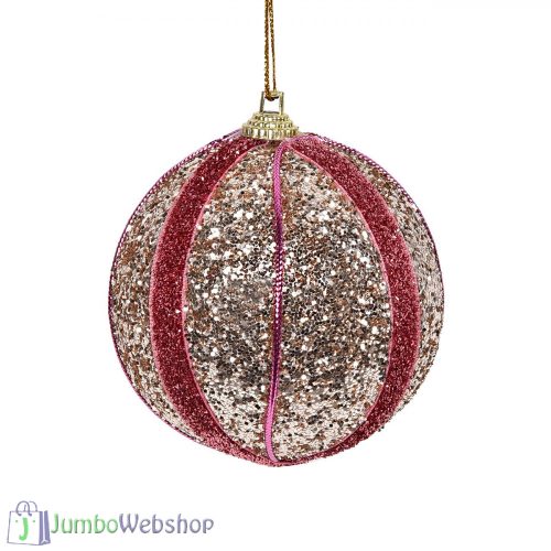 pezsgo-szinu-csillogo-karacsonyfadisz-8cm Pezsgő színű csillogó karácsonyfadísz  - gömb 8 cm