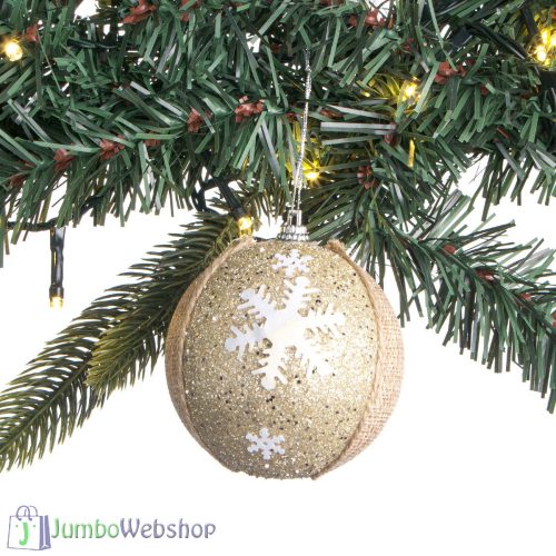 Arany karácsonfadísz - gömb zsákvászonnal 8 cm