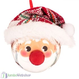 Mikulás gömb karácsonyfadísz sapkával - 6.5 cm