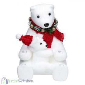   Karácsonyi dekoratív figura - anya és baba jegesmedve 39 cm